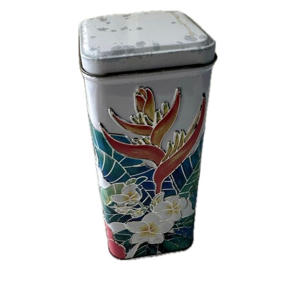 Island Plantations Hawaiian Tea Cookies Embossed Tropical Tall Tin Container - Picture 1 of 7